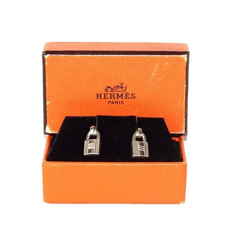 Authentic Hermes Kelly Lockin Silver 925 Rare Cufflinks 